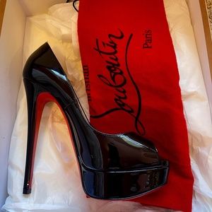 SEXY Christian Louboutin Heels Lady Peep 150 Patent Calf Leather Size 36 BLACK